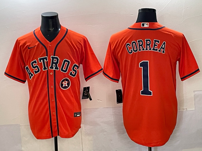 Men Houston Astros 1 Correa orange 2025 Nike MLB Jersey 005